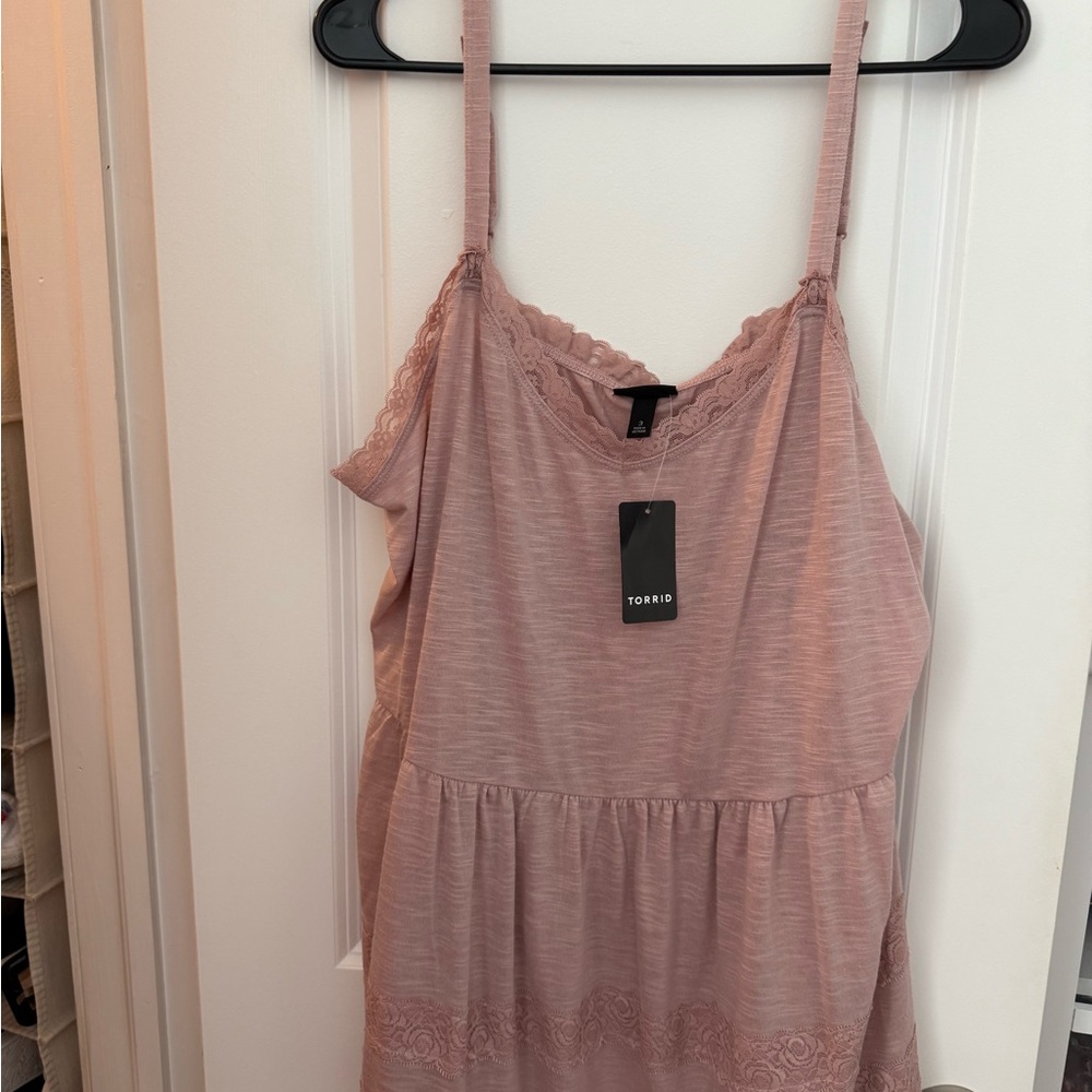 Torrid Pink Camisole Top with Delicate Lace Trim